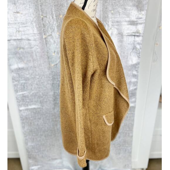 Goodnight Macaroon Tami Marl Knit Wrapped Open Front Cardigan Brown Size Medium - Picture 7 of 8
